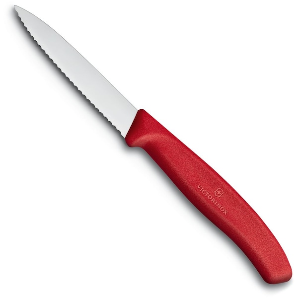 Swiss Army Brands 2024 Kitchen Swiss Classic Paring 30.25In Serrated, Spear Point Blade, 5/8In Width At Handle Red VIC-6.7631 - main